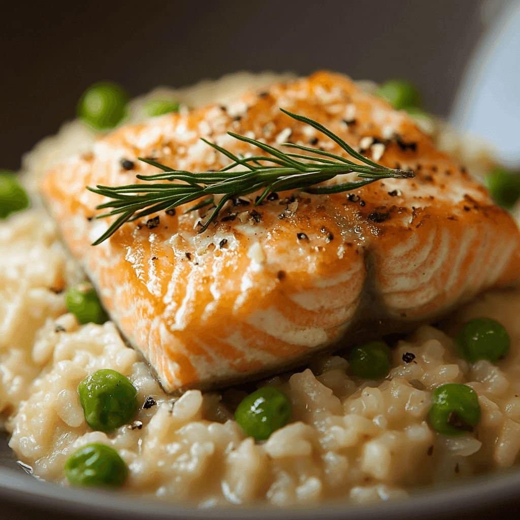 Oyster risotto salmon